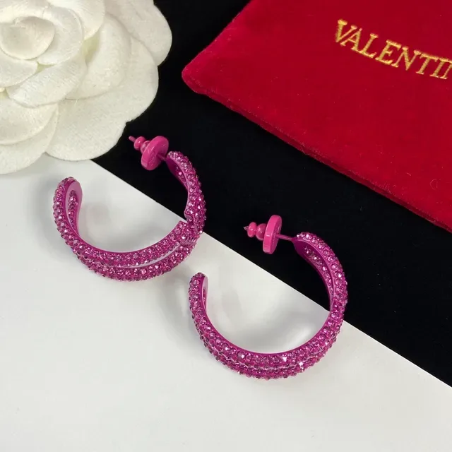 Valentino Boucles d'oreilles Spirale Pavé Cristal Fuchsia 3