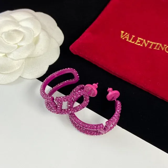 Valentino Boucles d'oreilles Spirale Pavé Cristal Fuchsia 4
