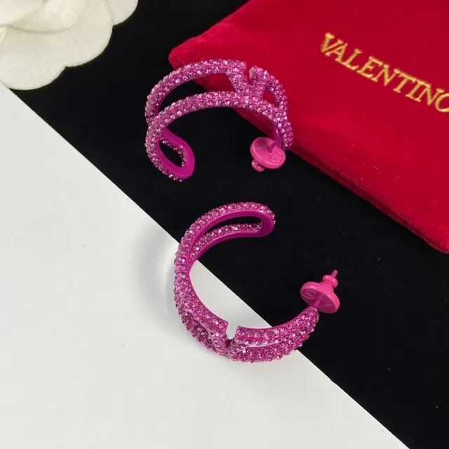 Valentino Boucles d'oreilles Spirale Pavé Cristal Fuchsia 5