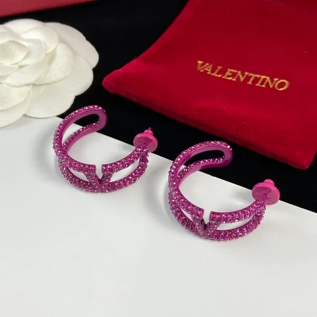 Valentino Boucles d'oreilles Spirale Pavé Cristal Fuchsia 6