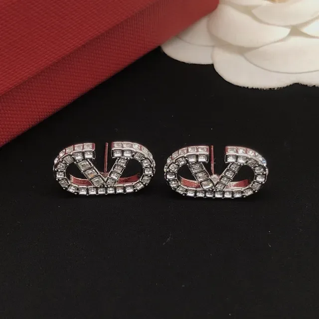 Valentino VLOGO Crystal-Encrusted Silver-Tone Stud Earrings 8