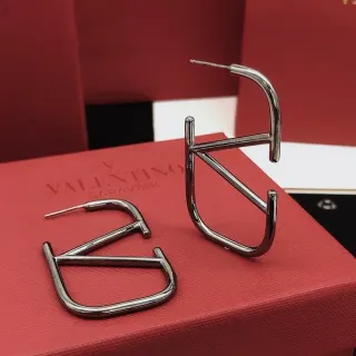 Valentino VLTN Geometric Open-Frame Silver Earrings