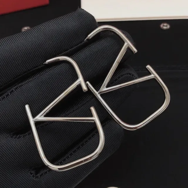 Valentino VLTN Geometric Open-Frame Silver Earrings 5