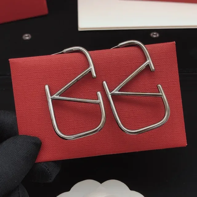 Valentino VLTN Geometric Open-Frame Silver Earrings 8