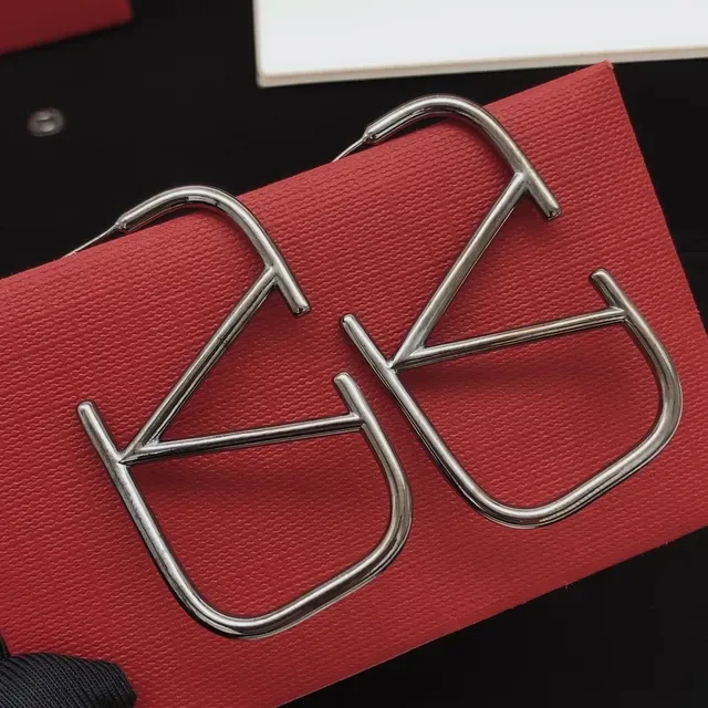 Valentino VLTN Geometric Open-Frame Silver Earrings 9