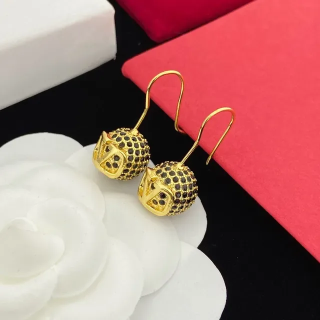 Boucles d'oreilles Valentino VLTN Or Noir Sphérique Cage Pierres Pavé 3