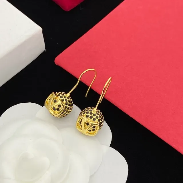 Boucles d'oreilles Valentino VLTN Or Noir Sphérique Cage Pierres Pavé 4