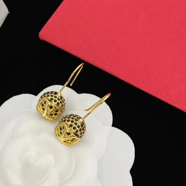 Boucles d'oreilles Valentino VLTN Or Noir Sphérique Cage Pierres Pavé 5