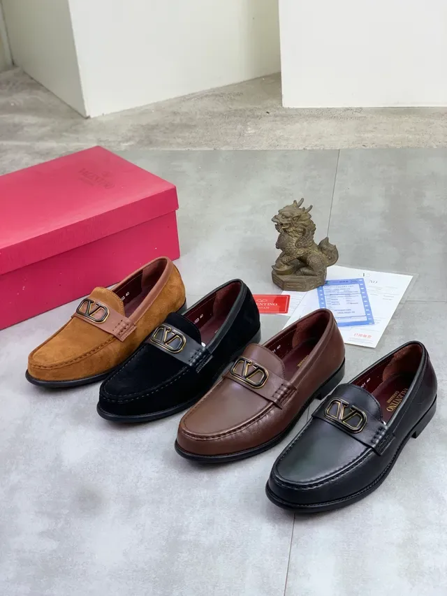 Valentino VLTN Loafer Brown Suede Leather Strap Loafers 2