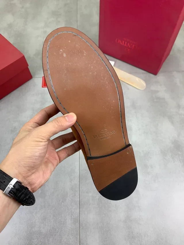 Valentino VLTN Loafer Brown Suede Leather Strap Loafers 3