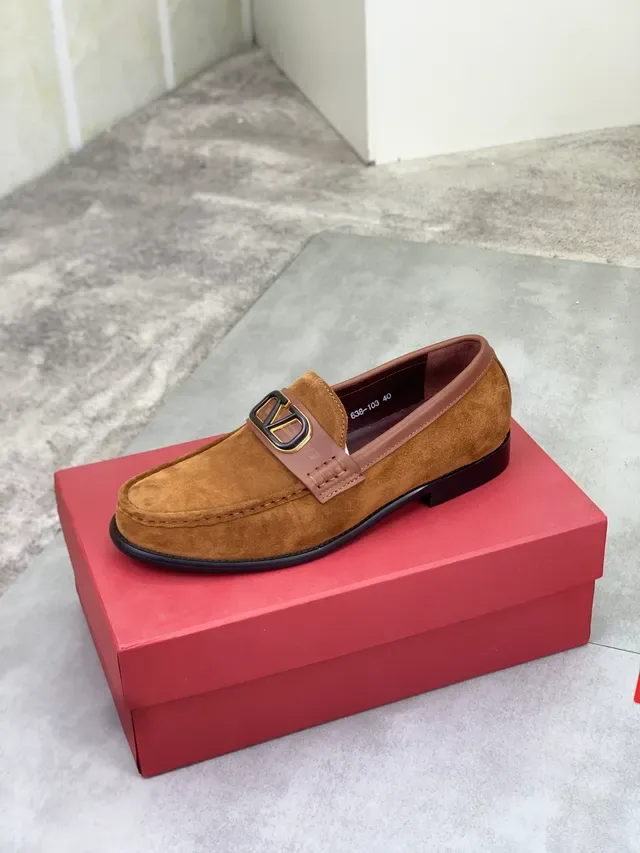 Valentino VLTN Loafer Brown Suede Leather Strap Loafers 5