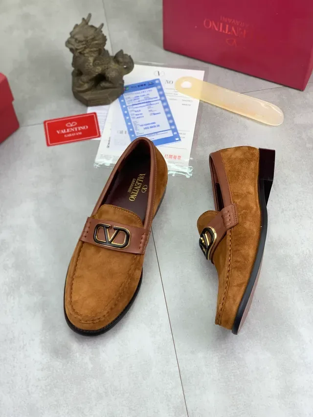 Valentino VLTN Loafer Brown Suede Leather Strap Loafers 6
