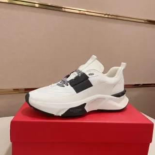 Valentino White Black Sculpted Chunky Sole Mesh Upper Lifestyle Sneakers