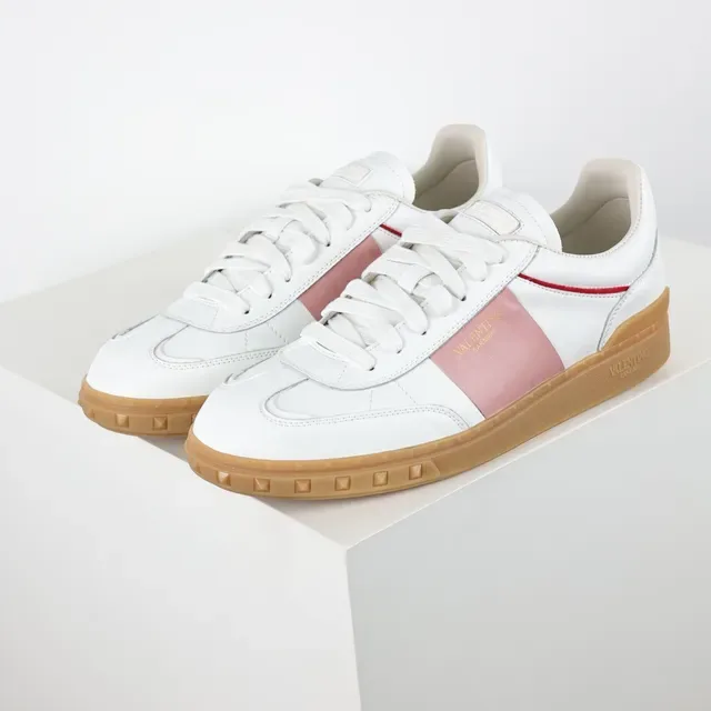 Valentino Sneakers Lifestyle Blanc et Rose en Cuir avec Semelle en Caoutchouc 2