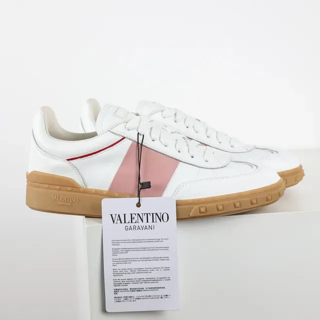 Valentino Sneakers Lifestyle Blanc et Rose en Cuir avec Semelle en Caoutchouc 3