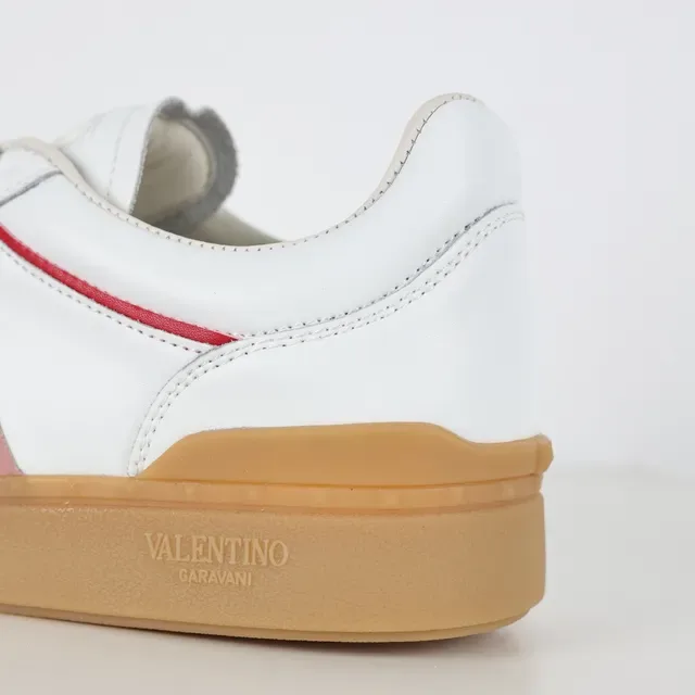 Valentino Sneakers Lifestyle Blanc et Rose en Cuir avec Semelle en Caoutchouc 4