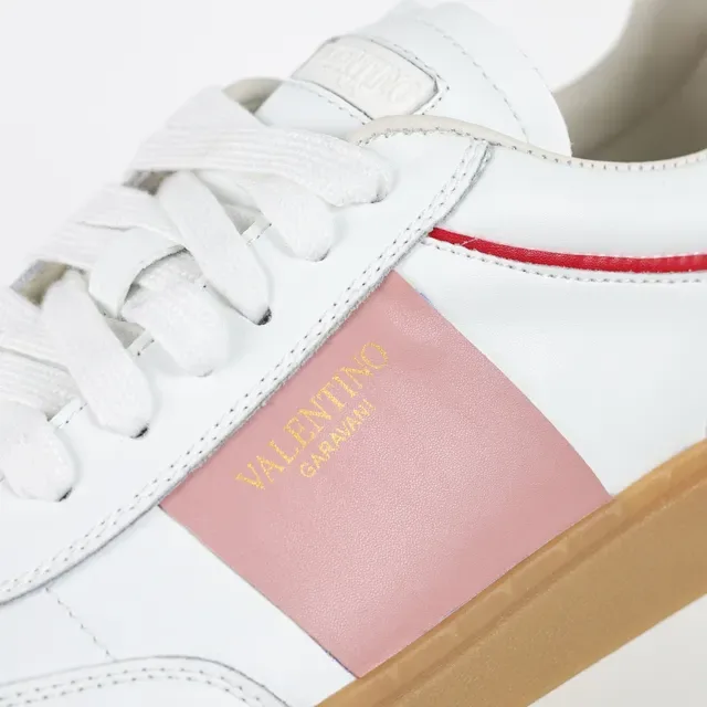 Valentino Sneakers Lifestyle Blanc et Rose en Cuir avec Semelle en Caoutchouc 6