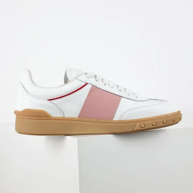 Valentino Sneakers Lifestyle Blanc et Rose en Cuir avec Semelle en Caoutchouc 7