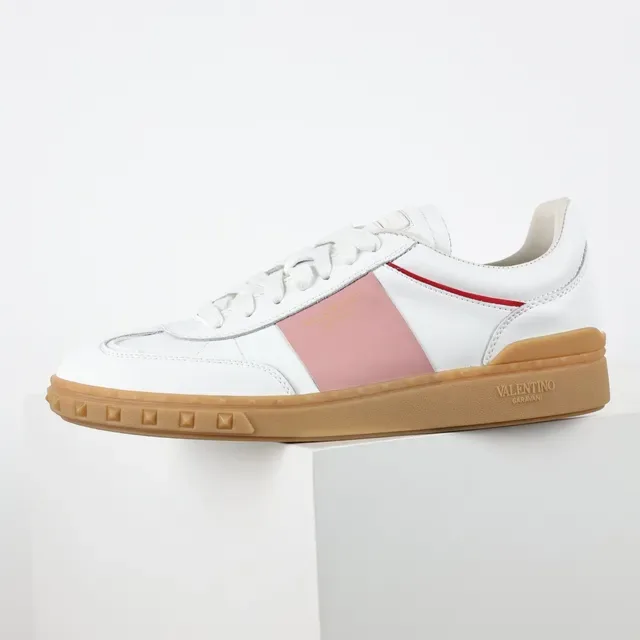 Valentino Sneakers Lifestyle Blanc et Rose en Cuir avec Semelle en Caoutchouc 9