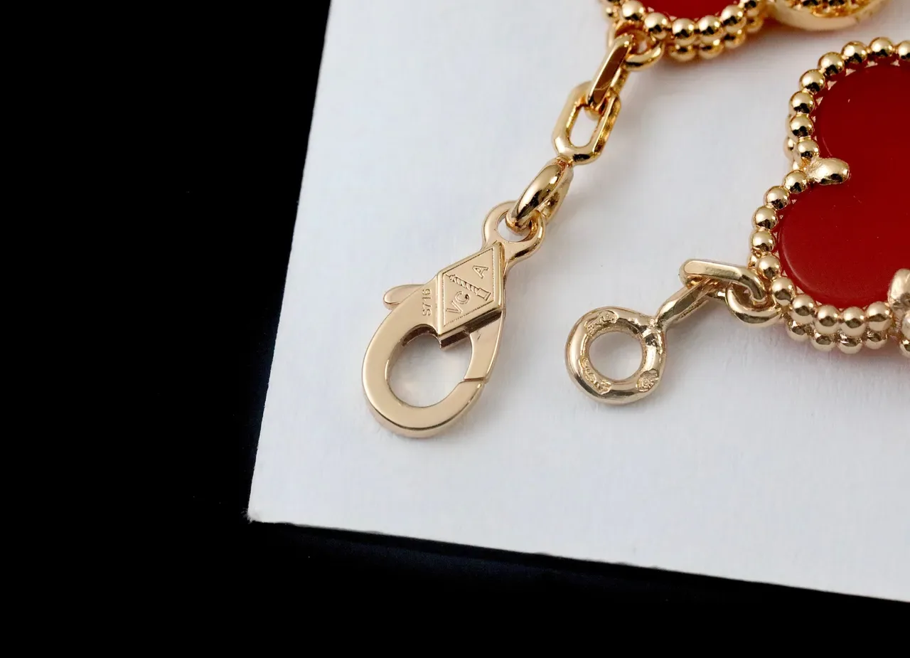 Van Cleef & Arpels Alhambra Five Motif Red Enamel Gold Bracelet 2