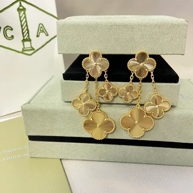 Van Cleef & Arpels Alhambra Four-Leaf Clover Dangling Earrings 2