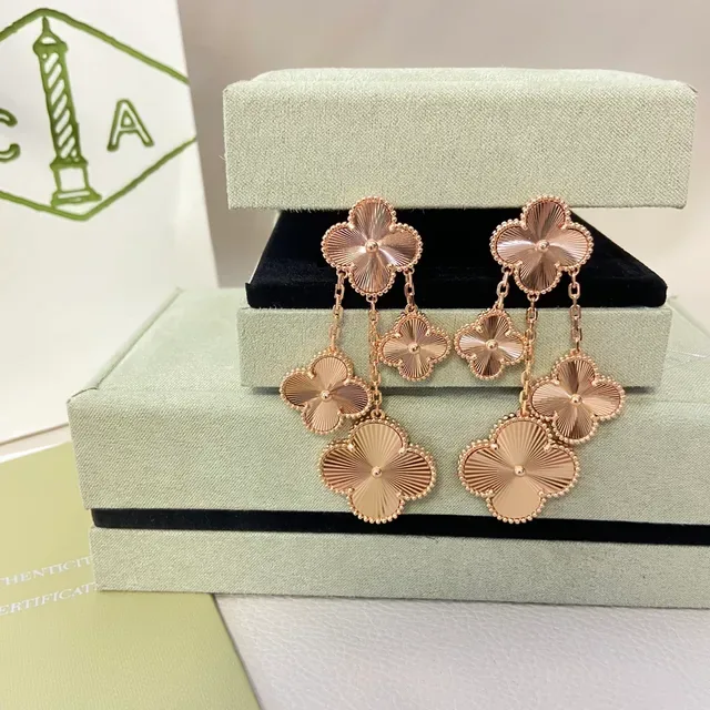 Van Cleef & Arpels Alhambra Four-Leaf Clover Dangling Earrings 4