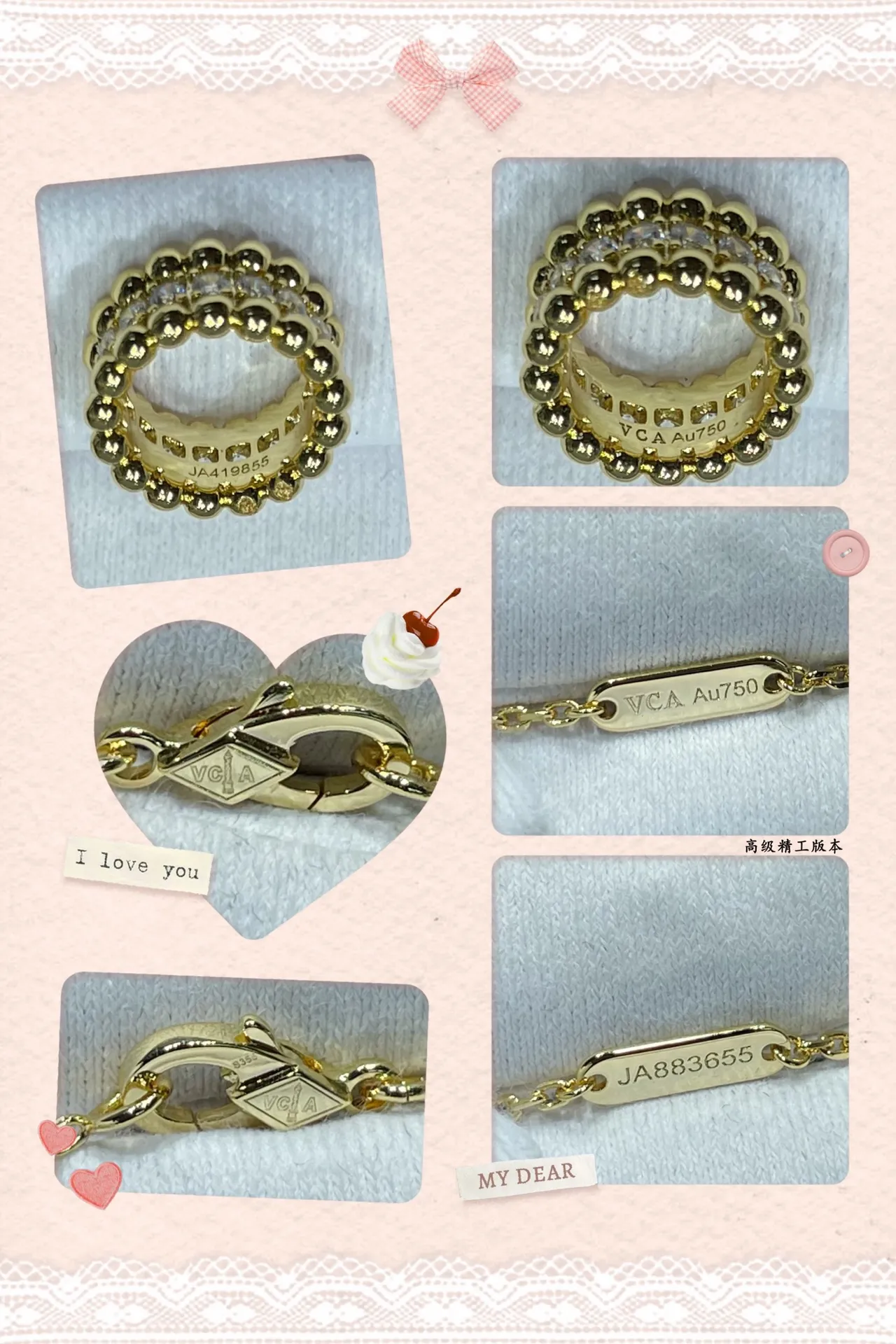 Van Cleef & Arpels Alhambra Or Argent Pendentif Cylindrique à Perles Pavé-Set Diamants Collier 2