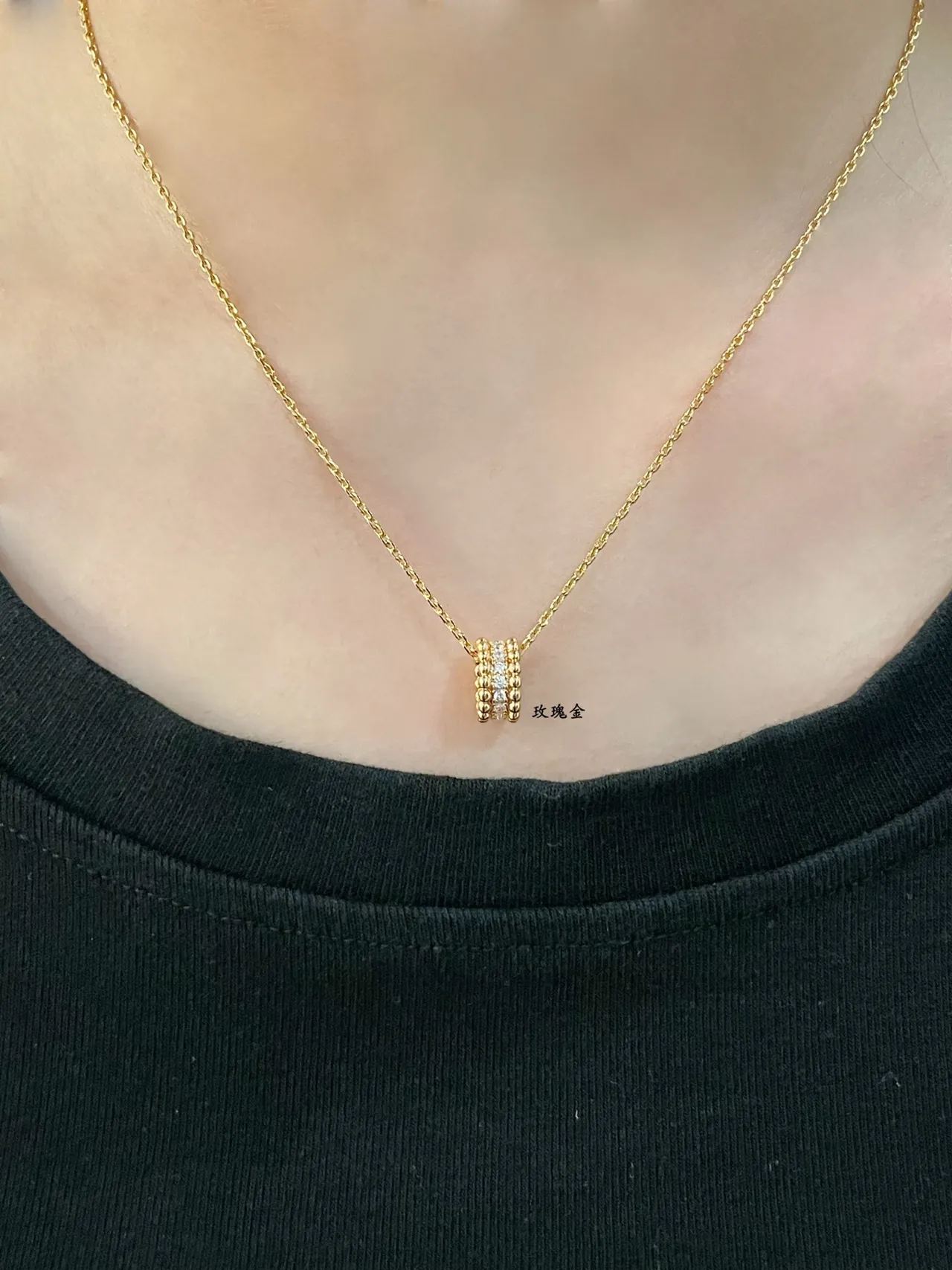 Van Cleef & Arpels Alhambra Or Argent Pendentif Cylindrique à Perles Pavé-Set Diamants Collier 9