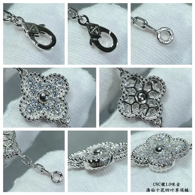 Van Cleef & Arpels Alhambra Pavé Four-Leaf Clover Necklace 3