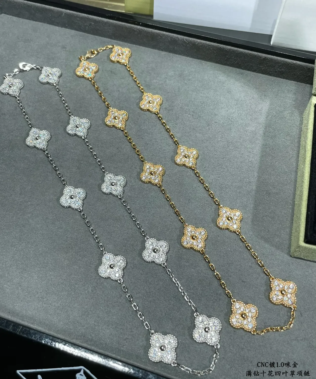 Van Cleef & Arpels Alhambra Pavé Four-Leaf Clover Necklace 4