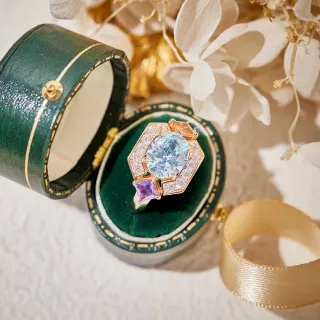Van Cleef & Arpels خاتم أزرق بنفسجي هندسي هالة متعدد الأحجار