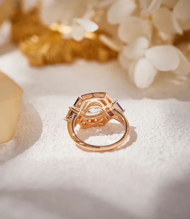 Van Cleef & Arpels Blue Purple Geometric Halo Multi-Gem Ring 3