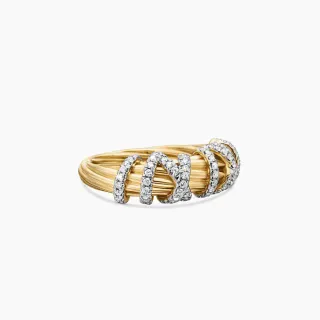 Van Cleef & Arpels خاتم ذهبي متعدد الشرائح مبطن بالماس المقصوص