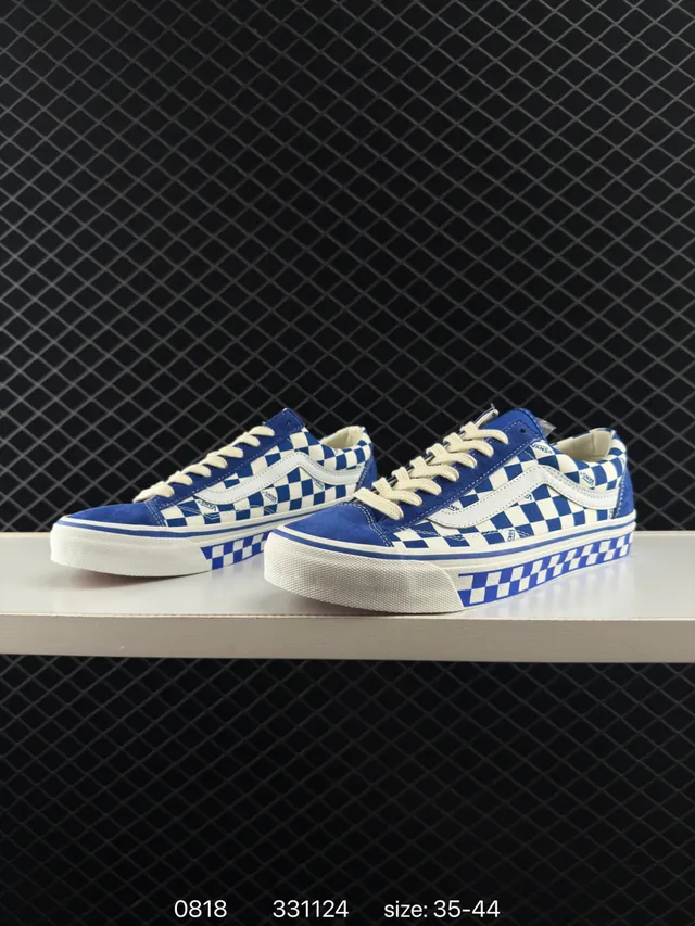Vans Old Skool Blue and White Checkerboard Skateboard Shoes 2
