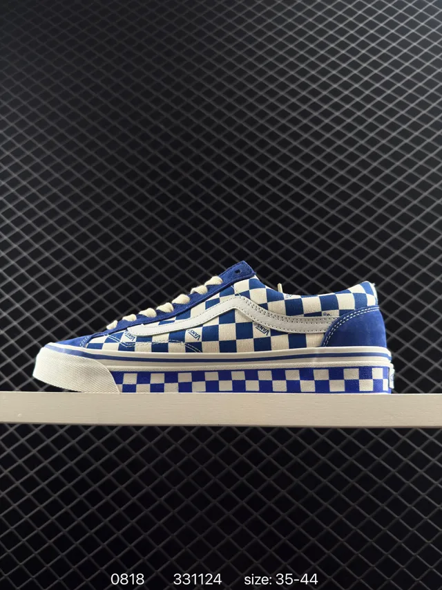 Vans Old Skool Blue and White Checkerboard Skateboard Shoes 5