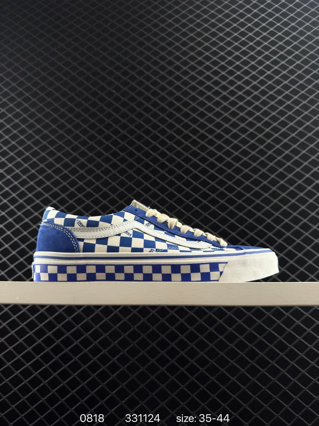 Vans Old Skool Blue and White Checkerboard Skateboard Shoes 6