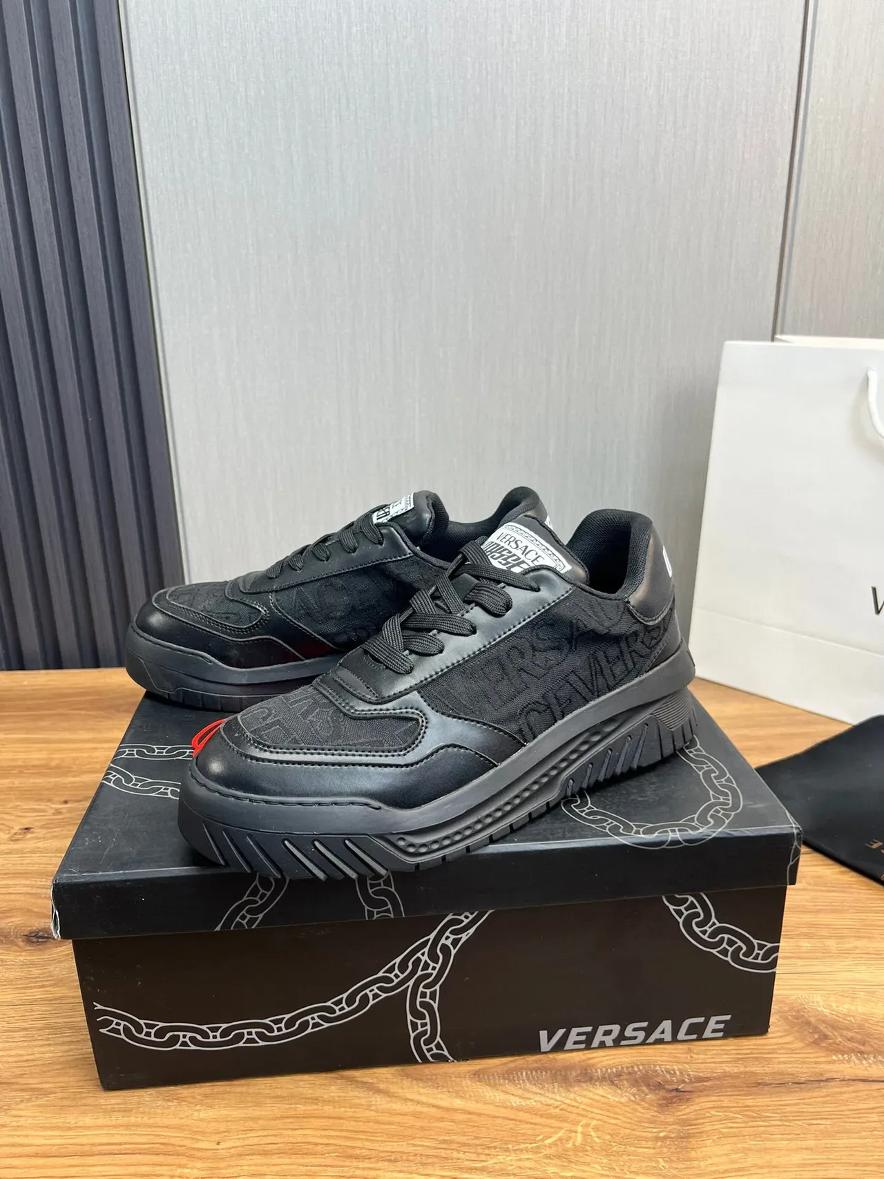 Versace Black Chunky Sole Embossed Greca Pattern Lifestyle Sneakers 4