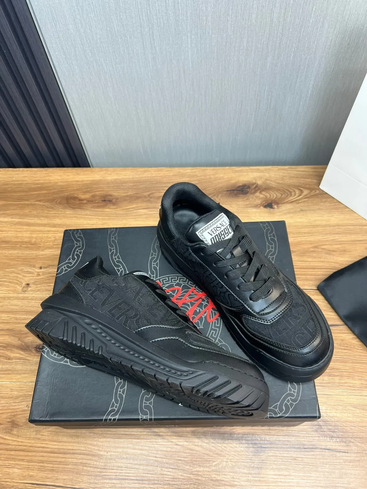 Versace Black Chunky Sole Embossed Greca Pattern Lifestyle Sneakers 5