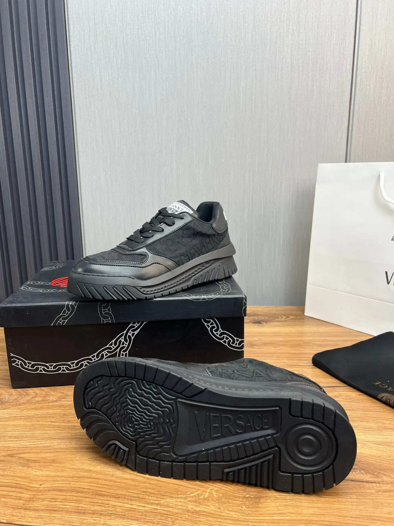 Versace Black Chunky Sole Embossed Greca Pattern Lifestyle Sneakers 8