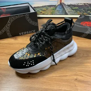 Versace Chain Reaction 黑金 Greca 印花 厚底运动鞋