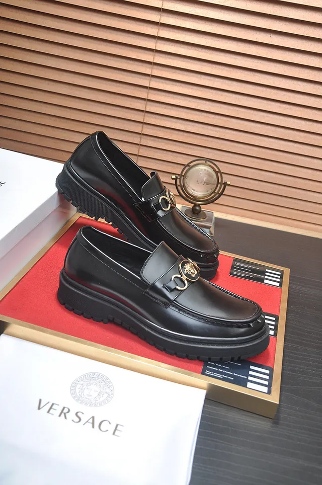 Versace Chain Reaction Cuir Noir Medusa Horsebit Mocassins 2