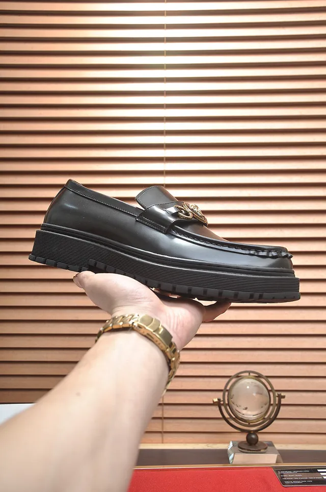Versace Chain Reaction Cuir Noir Medusa Horsebit Mocassins 5