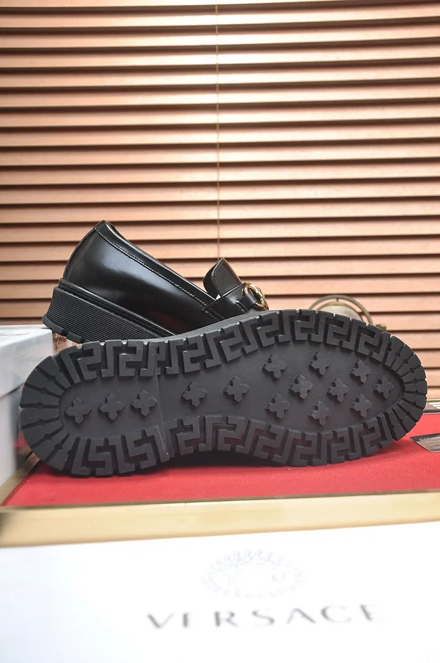 Versace Chain Reaction Cuir Noir Medusa Horsebit Mocassins 7