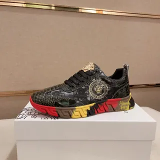 Versace Chain Reaction Black Red Yellow Gold Lifestyle Sneakers
