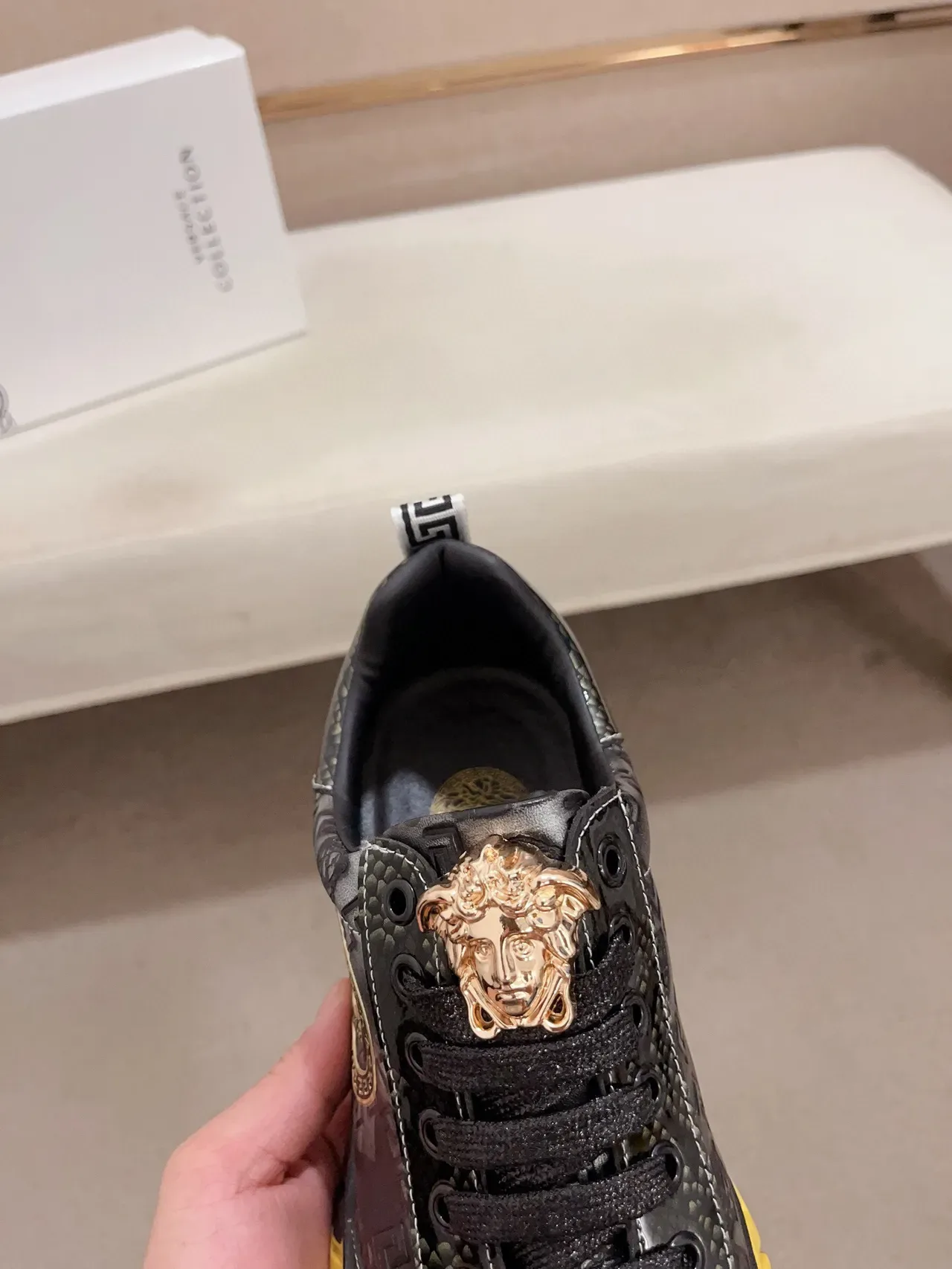 Versace Chain Reaction Black Red Yellow Gold Lifestyle Sneakers 5