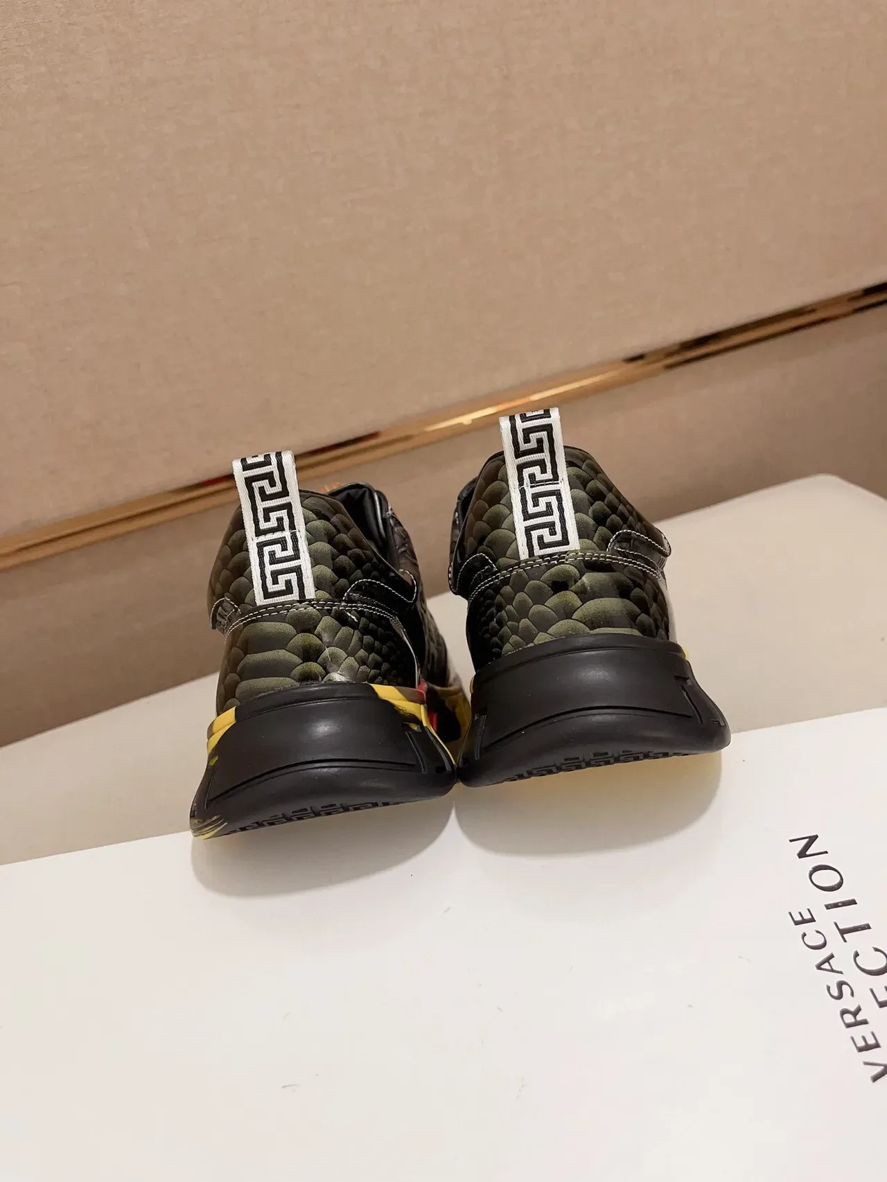 Versace Chain Reaction Black Red Yellow Gold Lifestyle Sneakers 7
