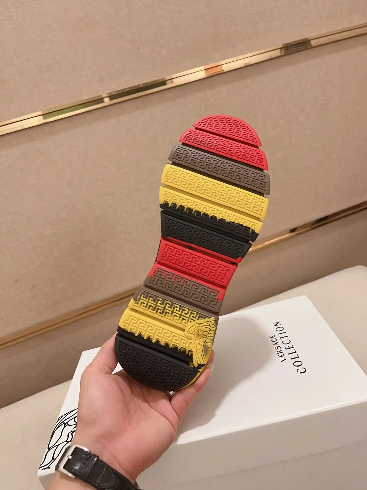 Versace Chain Reaction Black Red Yellow Gold Lifestyle Sneakers 8