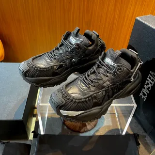 Versace Chain Reaction काला बुनावट टो चंक स्नीकर
