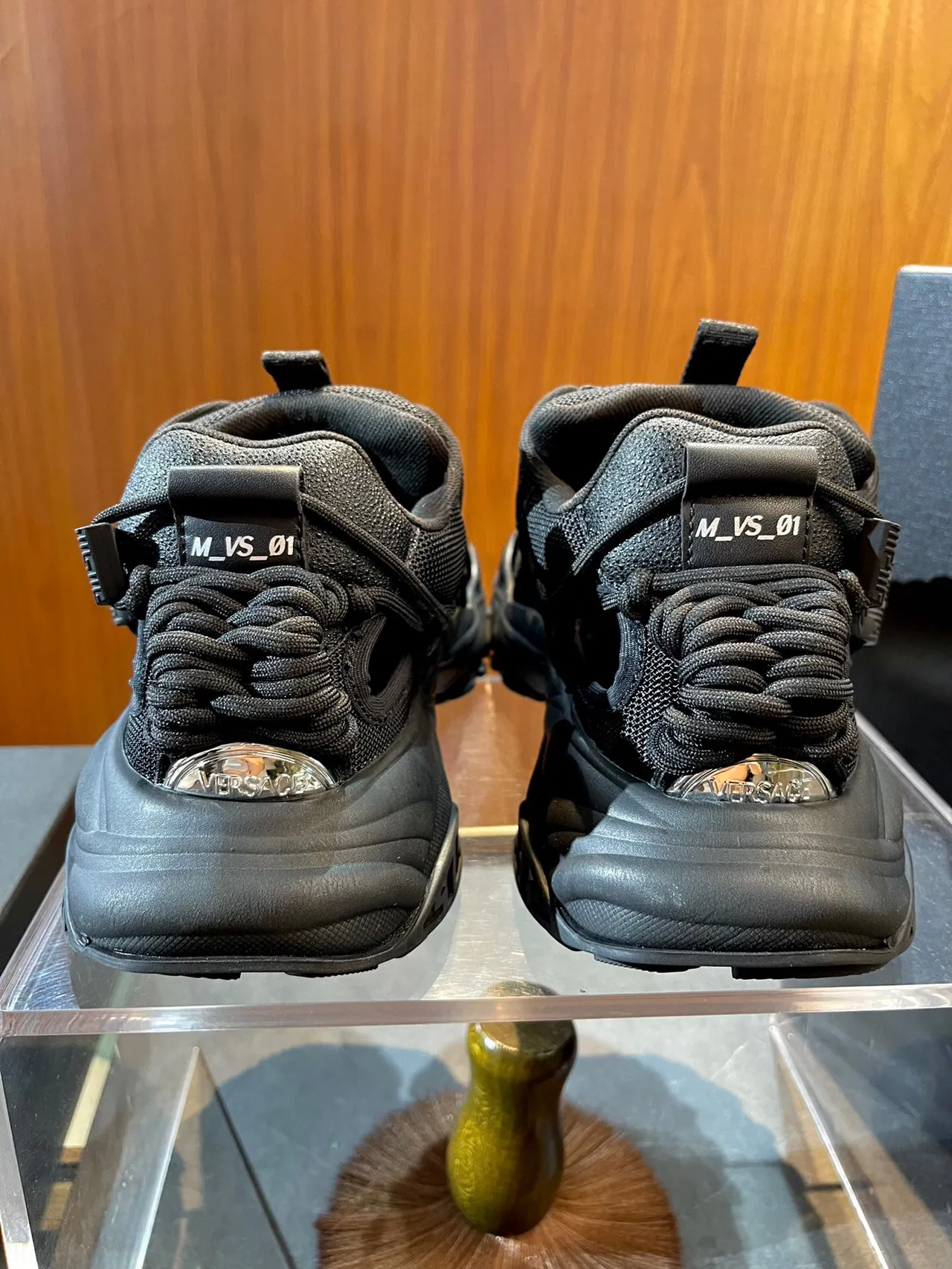 Versace Chain Reaction Black Woven Toe Chunky Sneakers 8