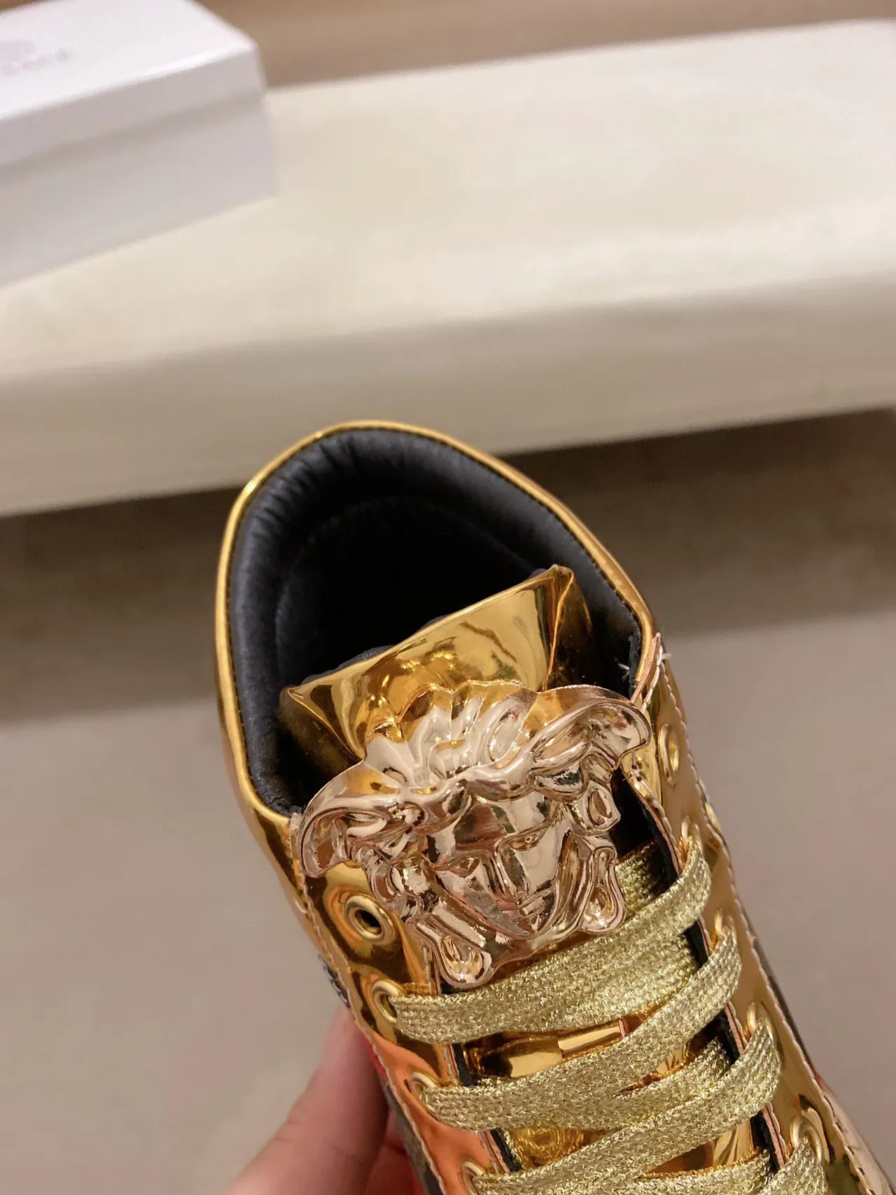 Versace Chain Reaction Metallic Gold Baroque Print Lifestyle Sneakers 5